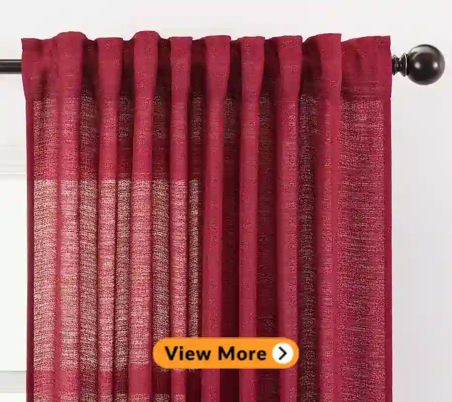 red fabric of concealed tab top curtains