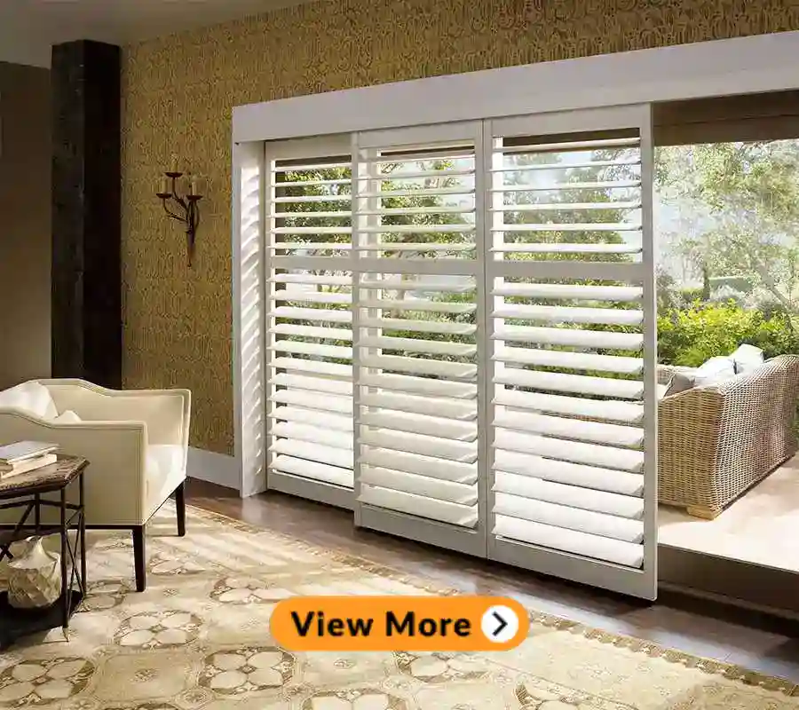 timber made white plantation shutter in a room