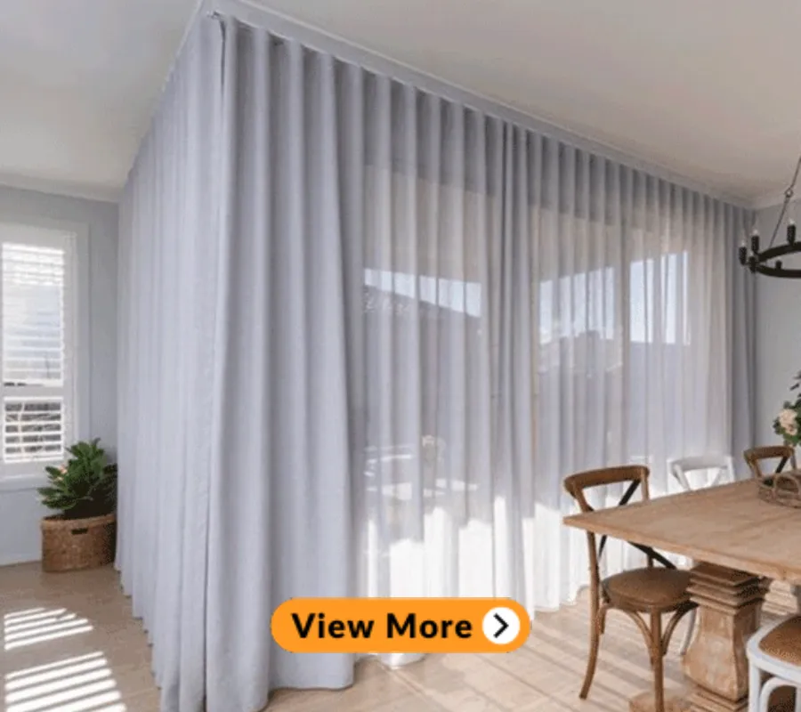 a curly wave fold curtain in a room