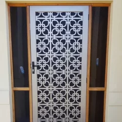 enterance door installe with steel white coated Decorative security doors