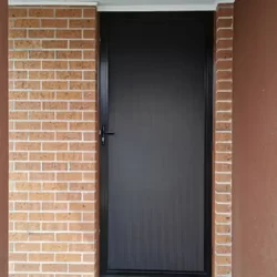 single side opening black coated privacy mesh security doors